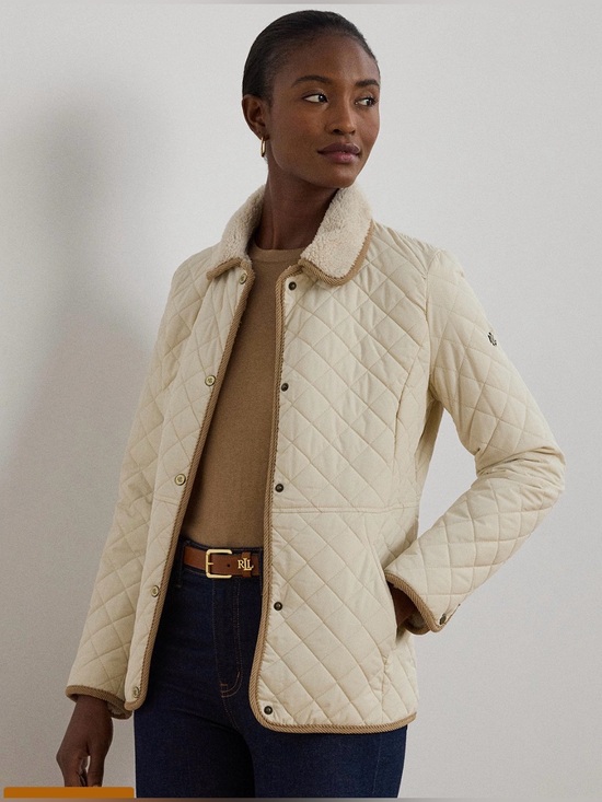 Ralph Lauren Jackets & Blazers - Ralph Lauren Cream Quilted Utility Jacket with Sherpa Collar